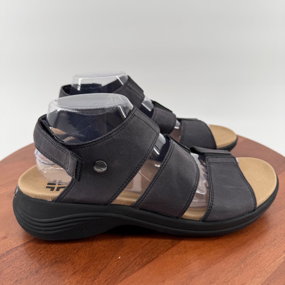 Kuru Glide Womens 11 Black Leather Strappy Comfort Walking Sandals 208701110‎